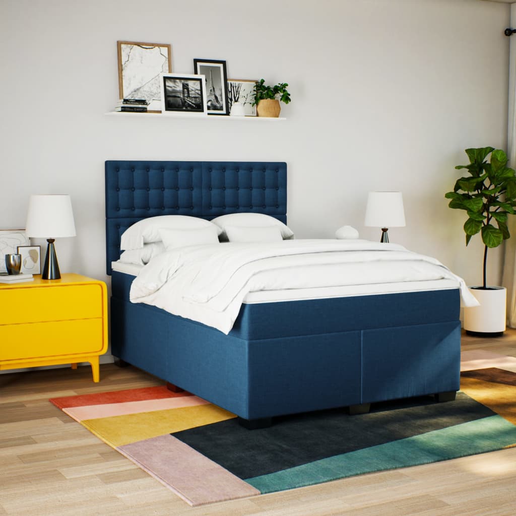 Giroletto a Molle con Materasso Blu 160x200 cm in Tessuto | homemem39