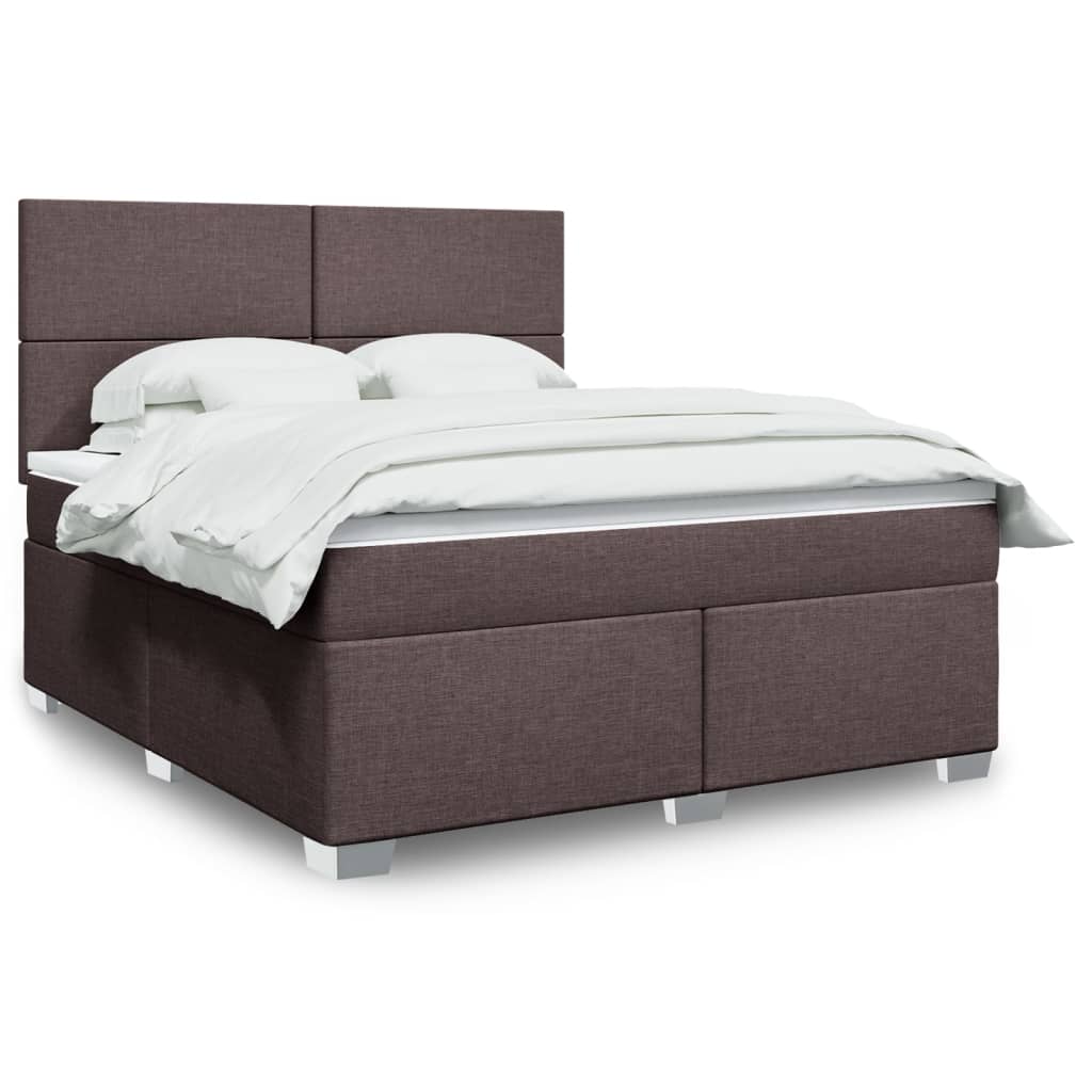Giroletto a Molle con Materasso Marrone Scuro 180x200cm Tessuto | homemem39