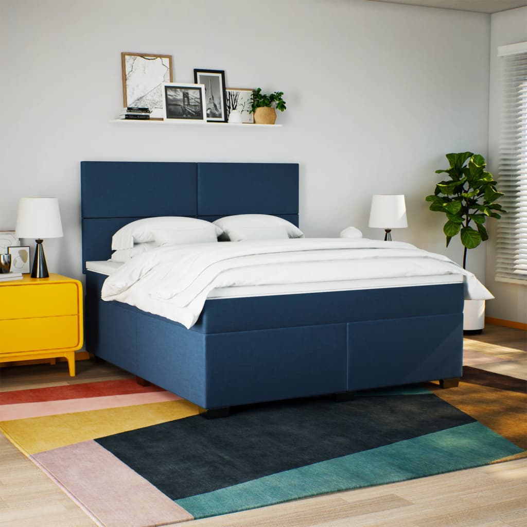 Giroletto a Molle con Materasso Blu 180x200 cm in Tessuto | homemem39