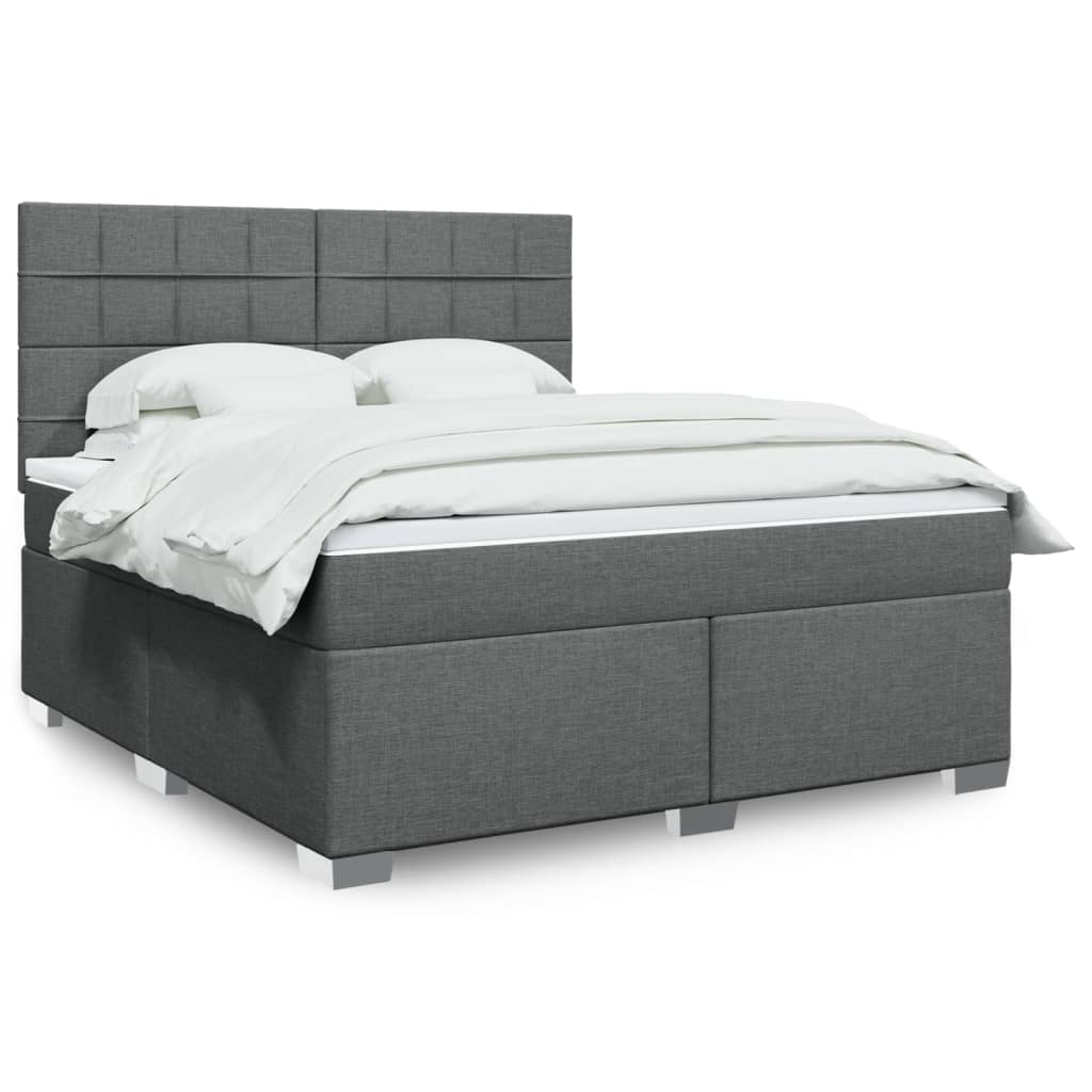 Giroletto a Molle con Materasso Grigio Scuro 180x200 cm Tessuto