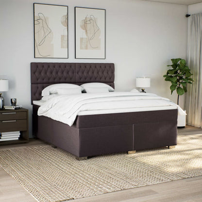 Giroletto a Molle con Materasso Marrone Scuro 180x200cm Tessuto