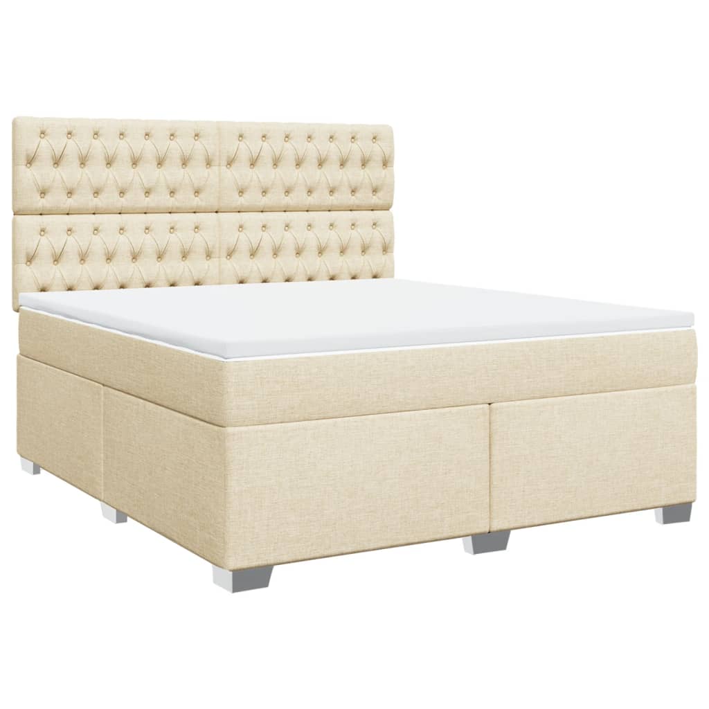 Giroletto a Molle con Materasso Crema 180x200 cm in Tessuto | homemem39