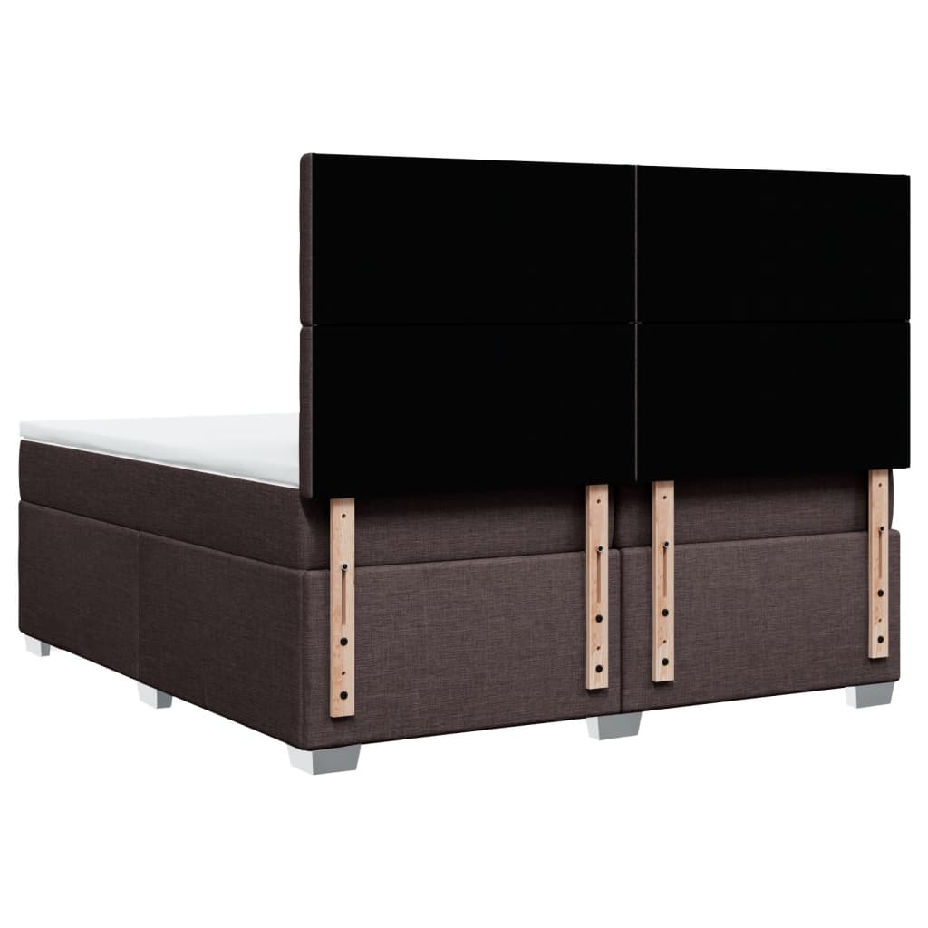 Giroletto a Molle con Materasso Marrone Scuro 200x200cm Tessuto