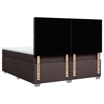 Giroletto a Molle con Materasso Marrone Scuro 200x200cm Tessuto