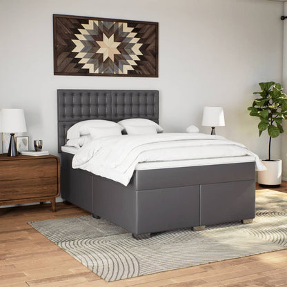 Giroletto a Molle con Materasso Grigio 140x200 cm in Similpelle