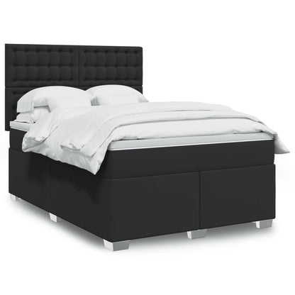 Giroletto a Molle con Materasso Nero 160x200 cm in Similpelle