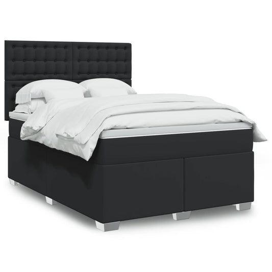 Giroletto a Molle con Materasso Nero 160x200 cm in Similpelle