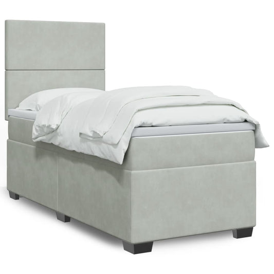 Giroletto a Molle con Materasso Grigio Chiaro 80x200 cm Velluto