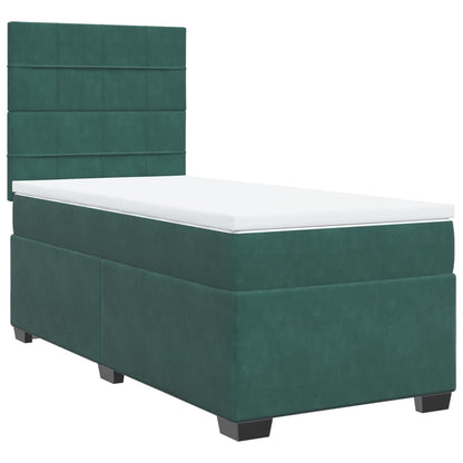 Giroletto a Molle con Materasso Verde Scuro 80x200 cm Velluto