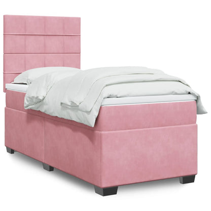 Giroletto a Molle con Materasso Rosa 80x200 cm in Velluto - homemem39