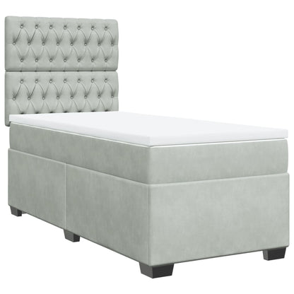 Giroletto a Molle con Materasso Grigio Chiaro 80x200 cm Velluto