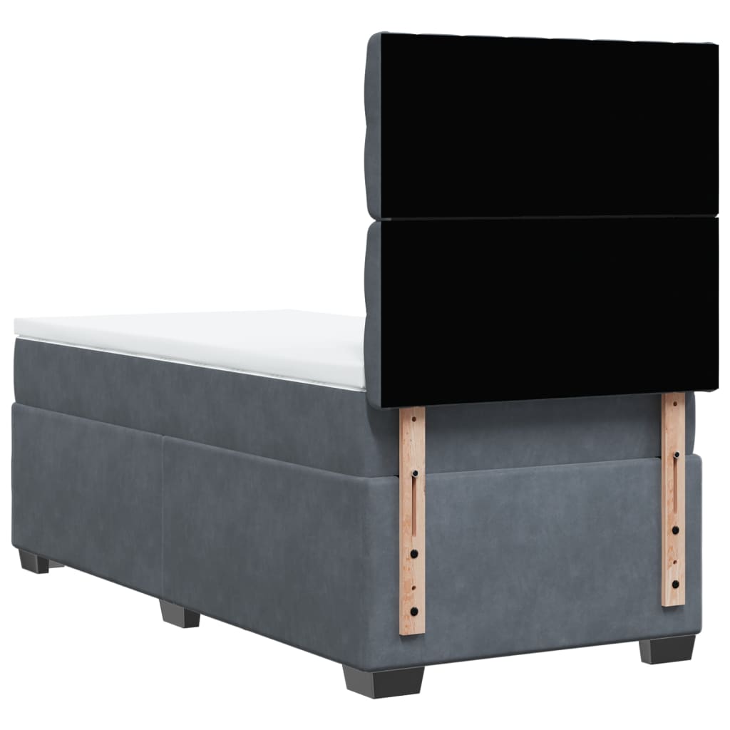 Giroletto a Molle con Materasso Grigio Scuro 80x200 cm Velluto | homemem39