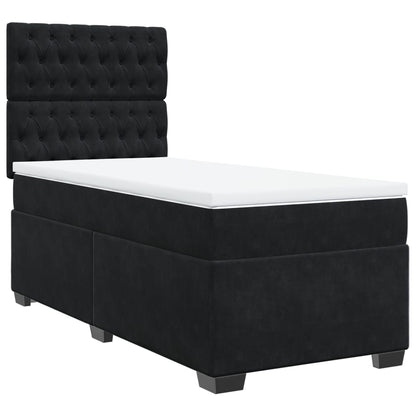 Giroletto a Molle con Materasso Nero 80x200 cm in Velluto