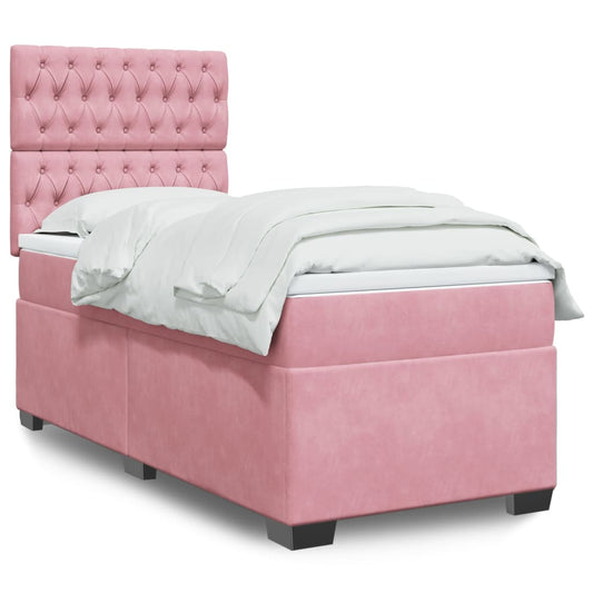 Giroletto a Molle con Materasso Rosa 80x200 cm in Velluto - homemem39