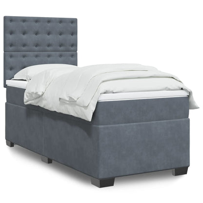 Giroletto a Molle con Materasso Grigio Scuro 80x200 cm Velluto | homemem39