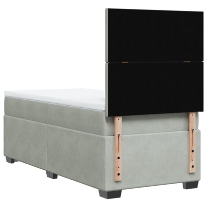 Giroletto a Molle con Materasso Grigio Chiaro 90x190 cm Velluto