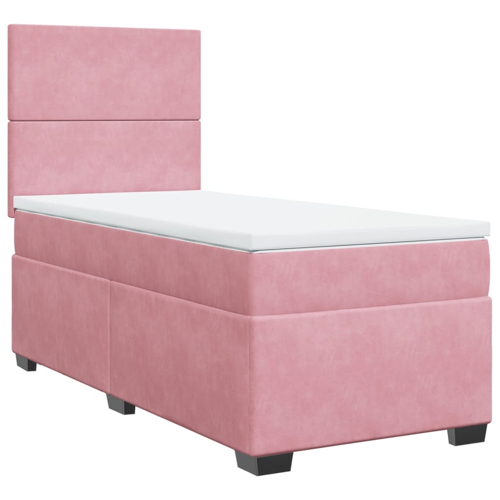 Giroletto a Molle con Materasso Rosa 90x190 cm in Velluto
