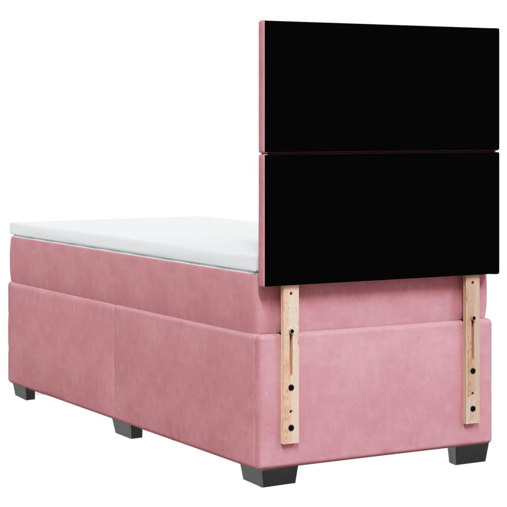Giroletto a Molle con Materasso Rosa 90x190 cm in Velluto