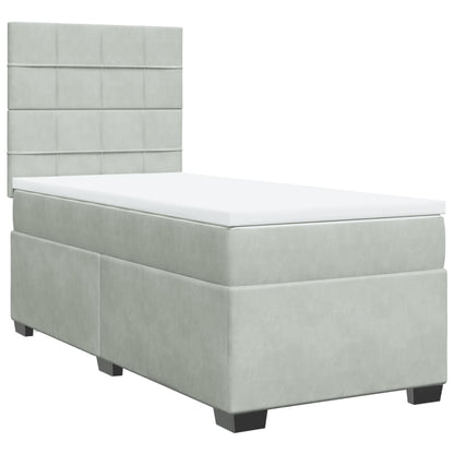 Giroletto a Molle con Materasso Grigio Chiaro 90x190 cm Velluto