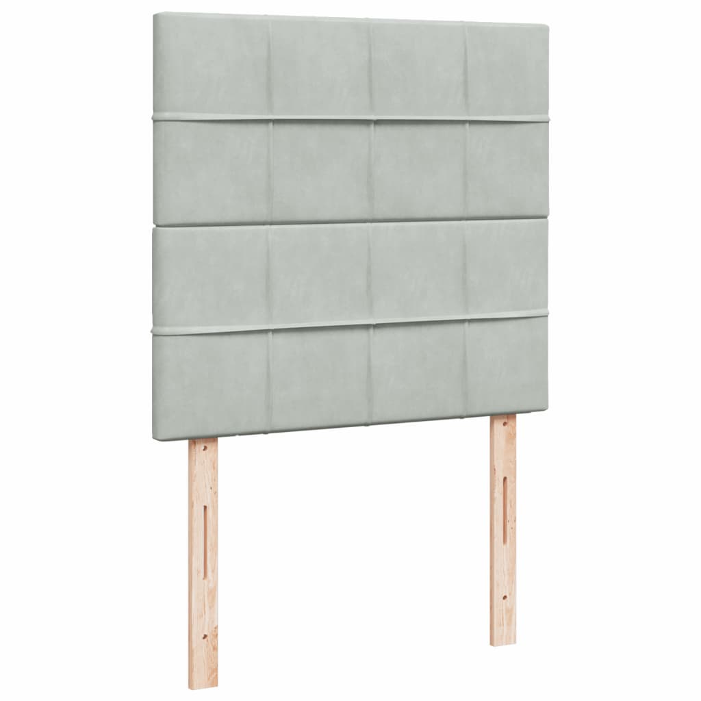 Giroletto a Molle con Materasso Grigio Chiaro 90x190 cm Velluto