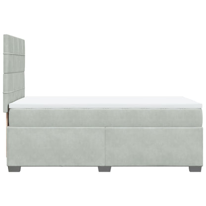 Giroletto a Molle con Materasso Grigio Chiaro 90x190 cm Velluto