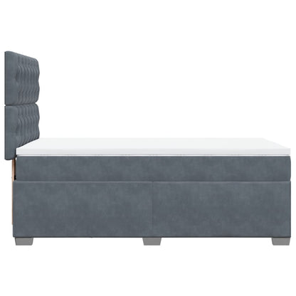 Giroletto a Molle con Materasso Grigio Scuro 90x190 cm Velluto