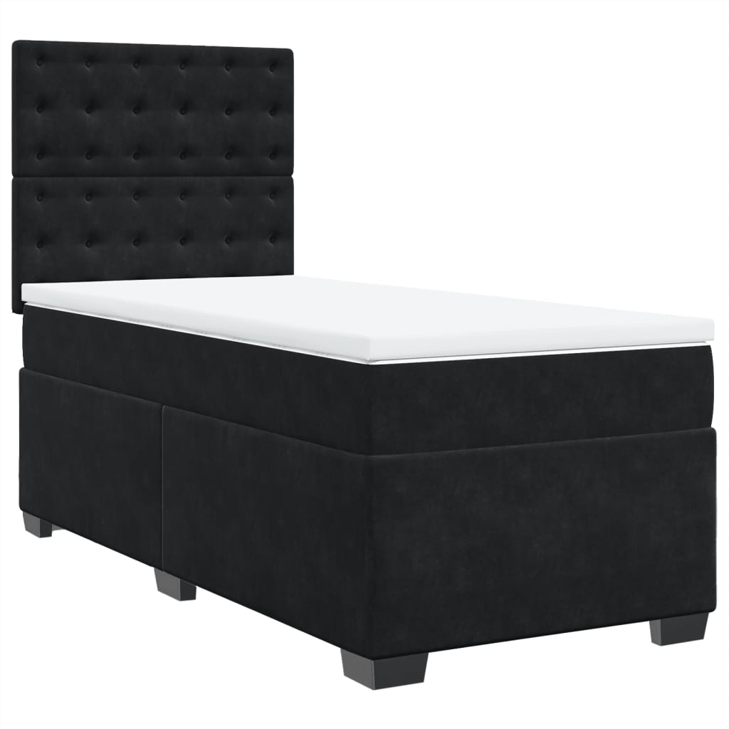 Giroletto a Molle con Materasso Nero 90x190 cm in Velluto