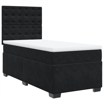 Giroletto a Molle con Materasso Nero 90x190 cm in Velluto