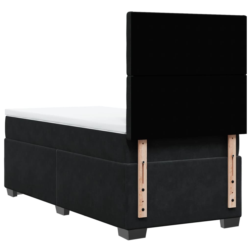 Giroletto a Molle con Materasso Nero 90x190 cm in Velluto