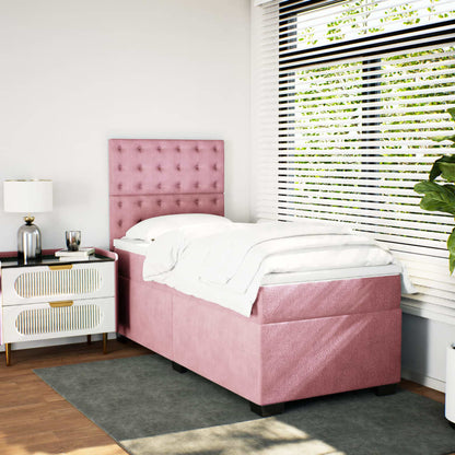 Giroletto a Molle con Materasso Rosa 90x190 cm in Velluto