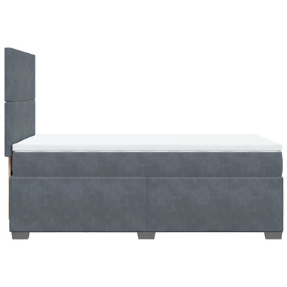 Giroletto a Molle con Materasso Grigio Scuro 90x200 cm Velluto