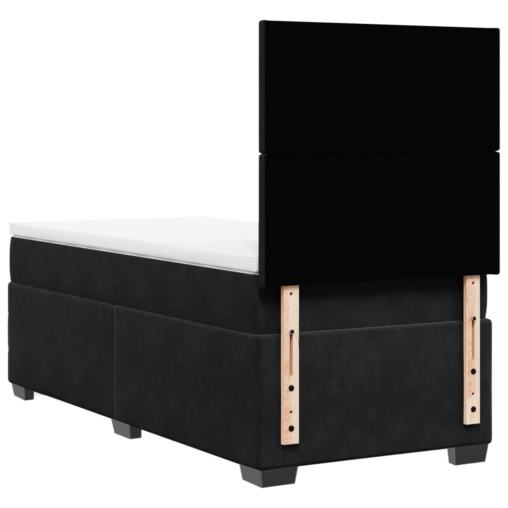 Giroletto a Molle con Materasso Nero 90x200 cm in Velluto