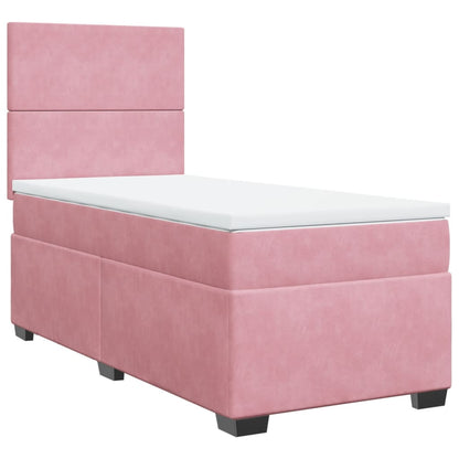 Giroletto a Molle con Materasso Rosa 90x200 cm in Velluto | homemem39