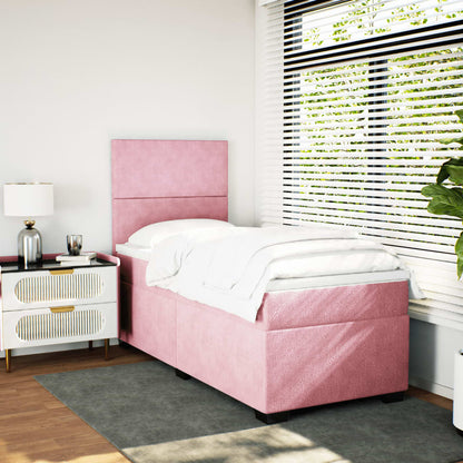 Giroletto a Molle con Materasso Rosa 90x200 cm in Velluto | homemem39