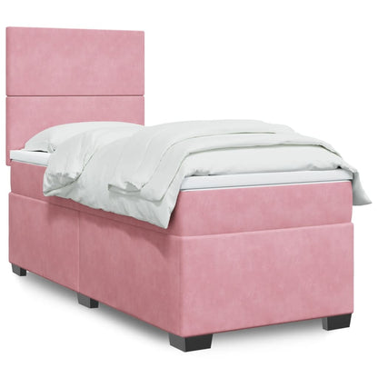 Giroletto a Molle con Materasso Rosa 90x200 cm in Velluto | homemem39