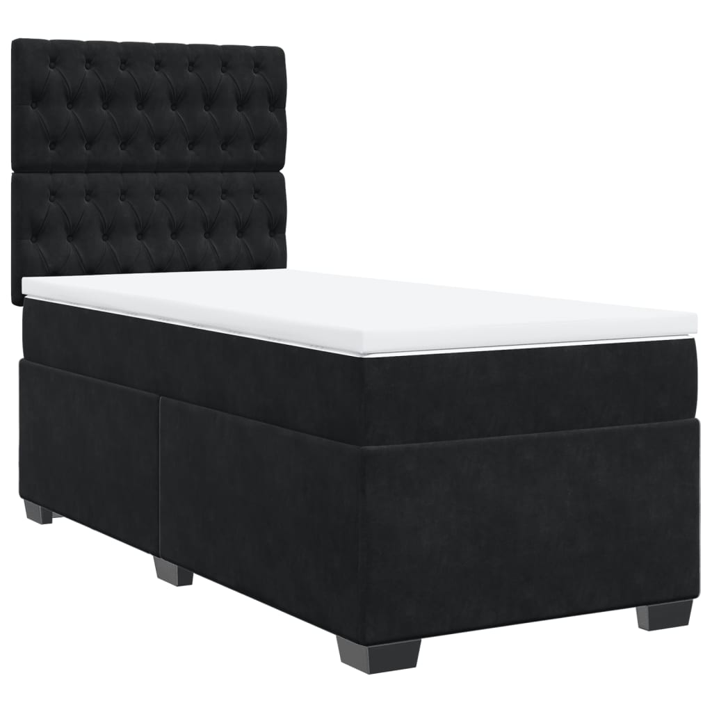Giroletto a Molle con Materasso Nero 90x200 cm in Velluto