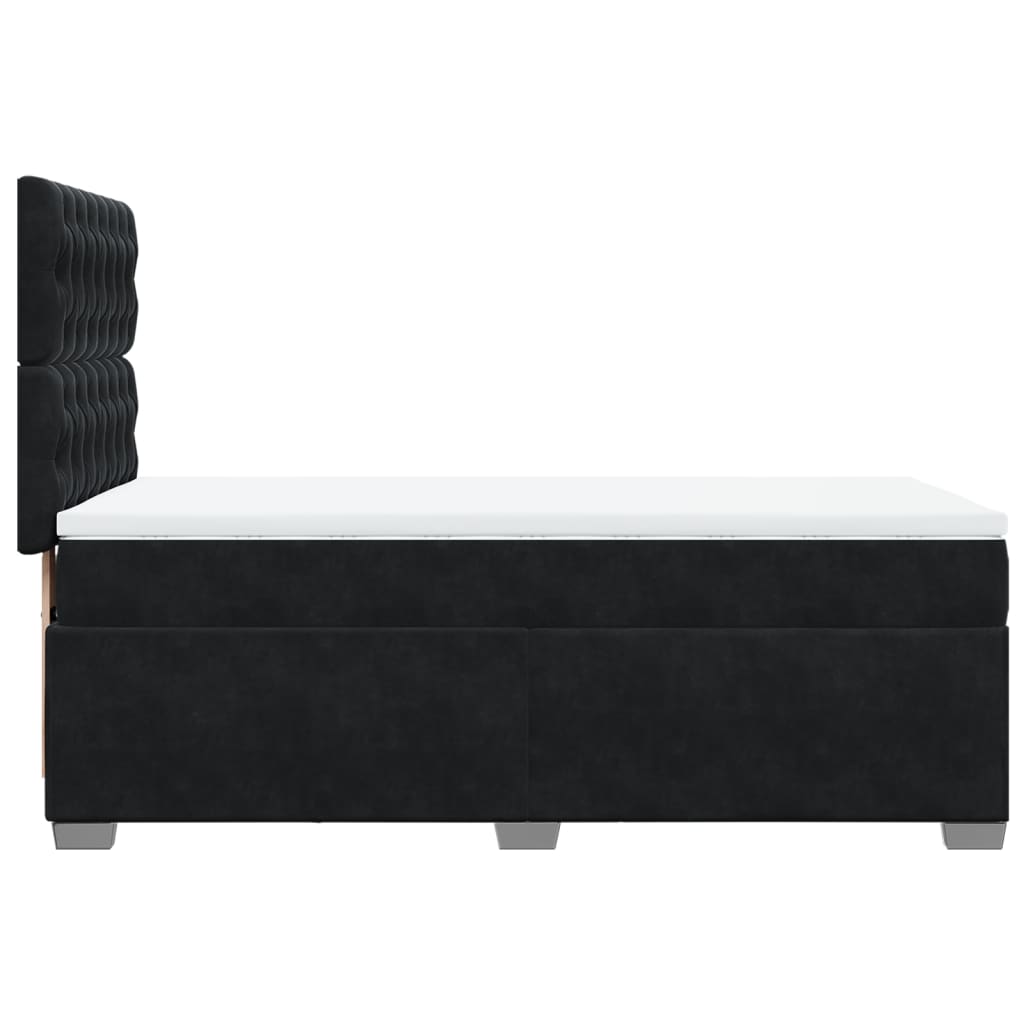 Giroletto a Molle con Materasso Nero 90x200 cm in Velluto