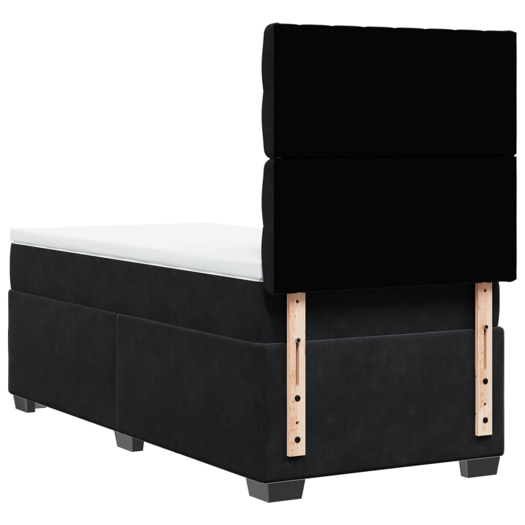 Giroletto a Molle con Materasso Nero 90x200 cm in Velluto