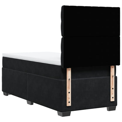 Giroletto a Molle con Materasso Nero 90x200 cm in Velluto