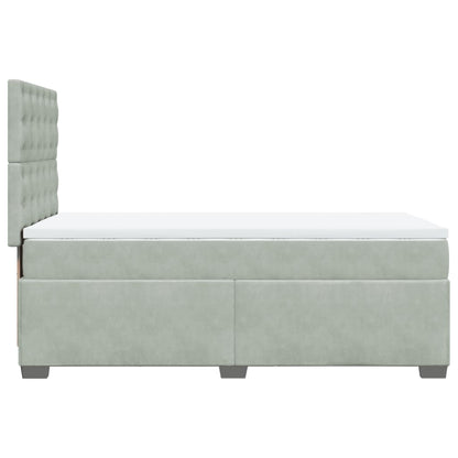 Giroletto a Molle con Materasso Grigio Chiaro 90x200 cm Velluto