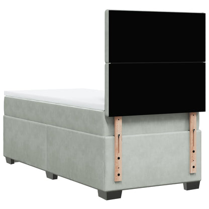 Giroletto a Molle con Materasso Grigio Chiaro 90x200 cm Velluto