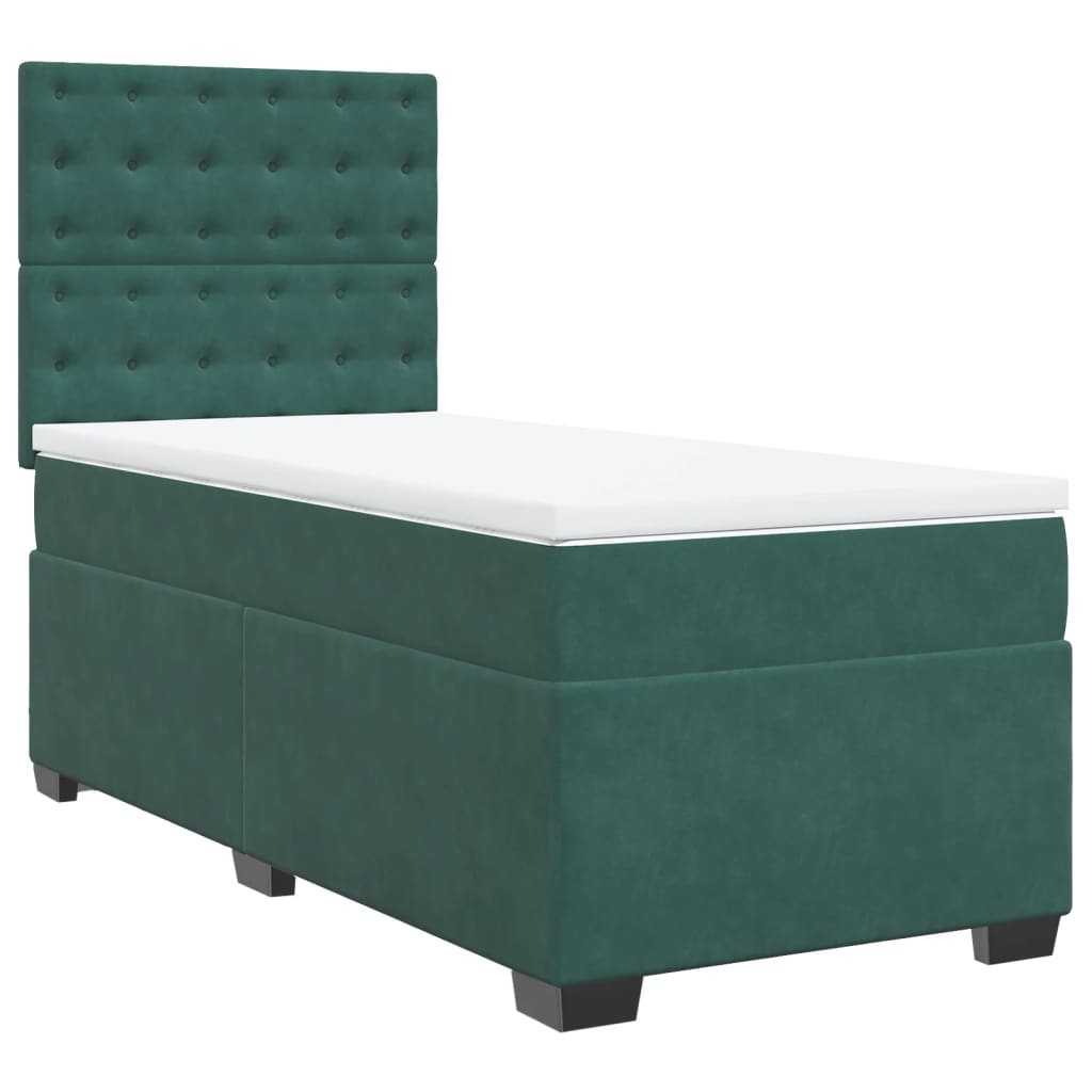 Giroletto a Molle con Materasso Verde Scuro 90x200 cm Velluto
