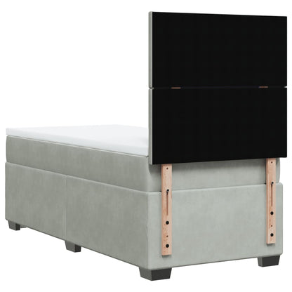 Giroletto a Molle con Materasso Grigio Chiaro 100x200cm Velluto