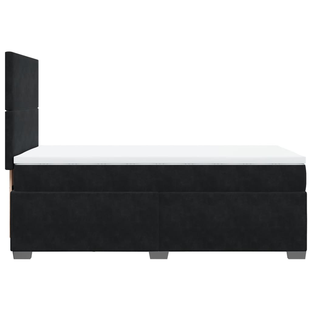Giroletto a Molle con Materasso Nero 100x200 cm in Velluto