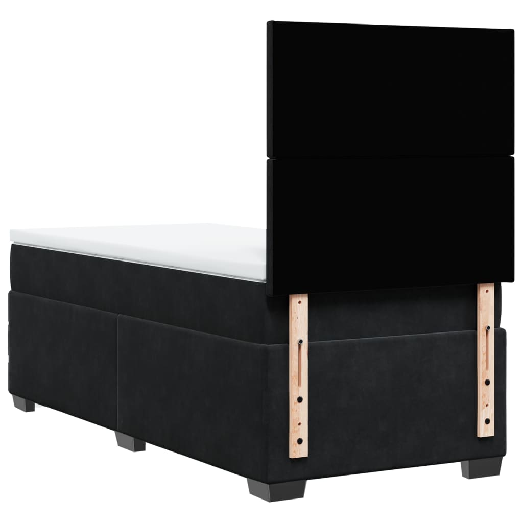 Giroletto a Molle con Materasso Nero 100x200 cm in Velluto