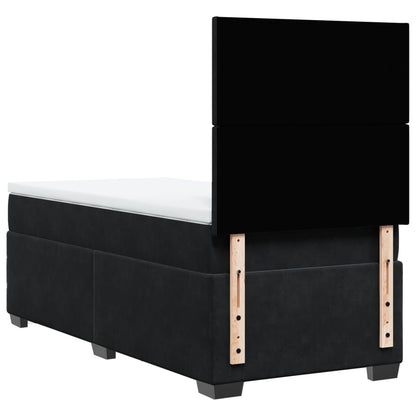 Giroletto a Molle con Materasso Nero 100x200 cm in Velluto