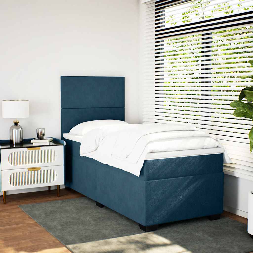 Giroletto a Molle con Materasso Blu 100x200 cm in Velluto | homemem39
