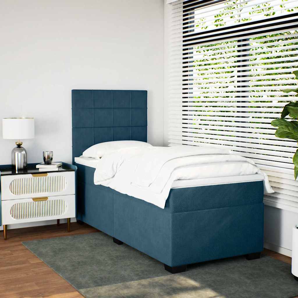 Giroletto a Molle con Materasso Blu 100x200 cm in Velluto | homemem39