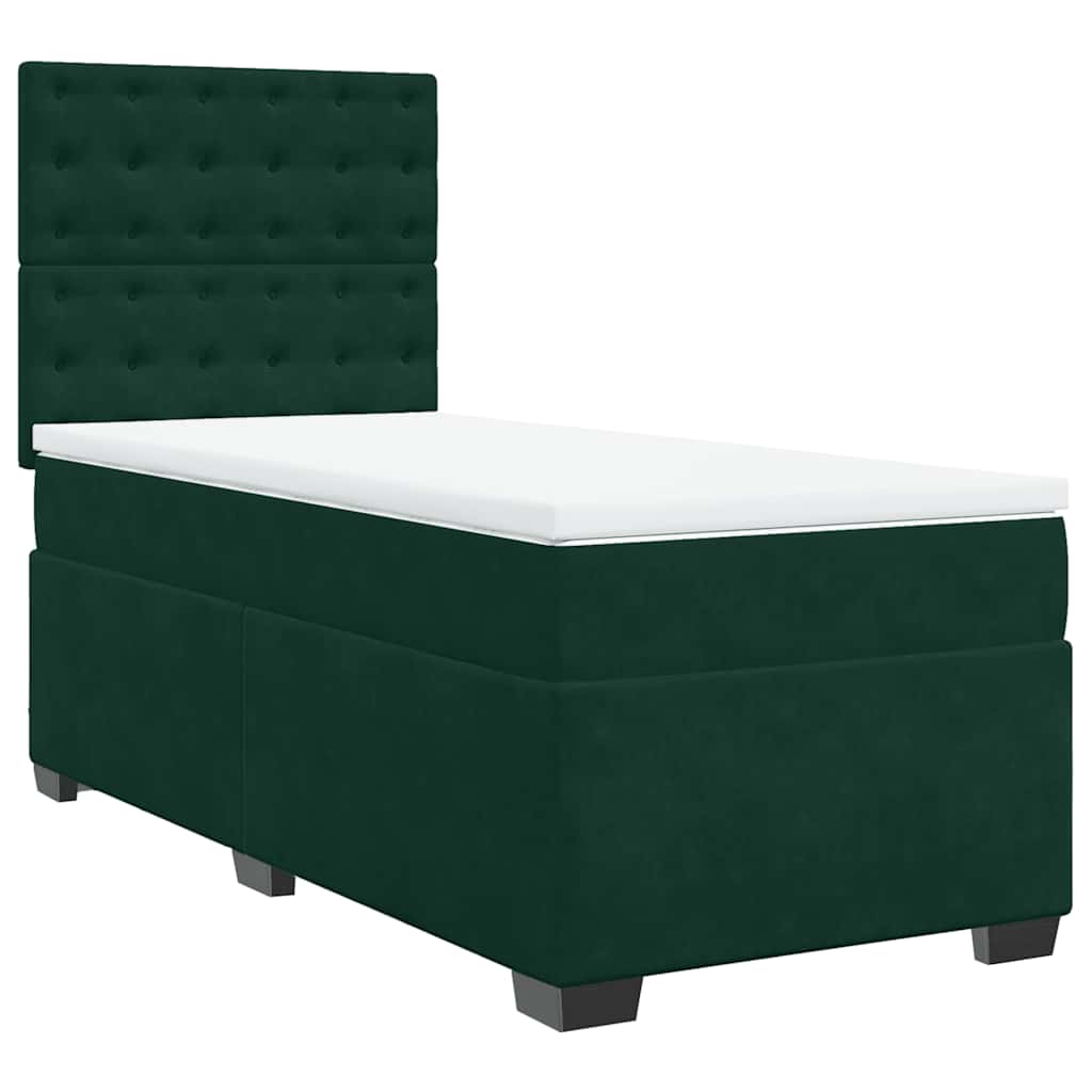Giroletto a Molle con Materasso Verde Scuro 100x200 cm Velluto | homemem39