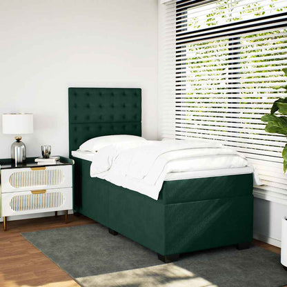 Giroletto a Molle con Materasso Verde Scuro 100x200 cm Velluto | homemem39